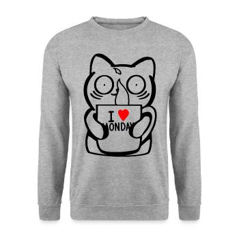 J'aime le lundi - Sweat-shirt Unisexe - gris chiné - Devant - Alina (178cm) & Michal (187cm)