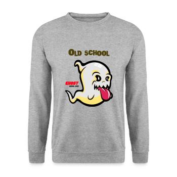 Ghost Old School Street Fashion Cool Cartoon - Unisex Pullover - Weißgrau meliert - Vorne - Alina (178cm) & Michal (187cm)