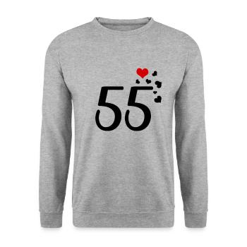 55th Birthday Anniversary Hearts 55 - Unisex Sweatshirt - salt & pepper - Front - Alina (178cm) & Michal (187cm)