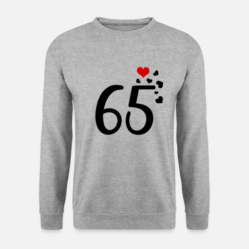 65e anniversaire cœurs 65 - Sweat-shirt Unisexe - gris chiné