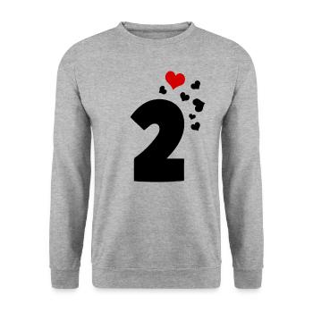 2 hearts 2nd birthday - Unisex Sweatshirt - salt & pepper - Front - Alina (178cm) & Michal (187cm)