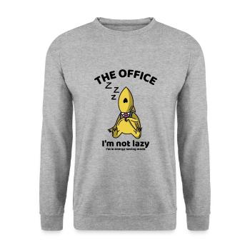 I'm not lazy,I'm in energy-saving mode The office - Unisex Pullover - Weißgrau meliert - Vorne - Alina (178cm) & Michal (187cm)