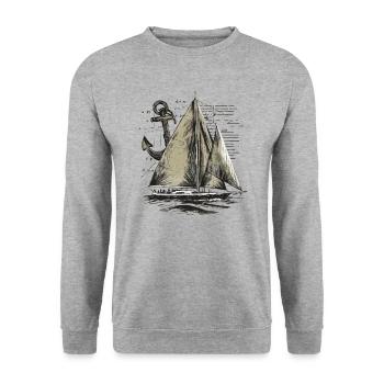 Sailboat with anchor gift - Unisex Sweatshirt - salt & pepper - Front - Alina (178cm) & Michal (187cm)