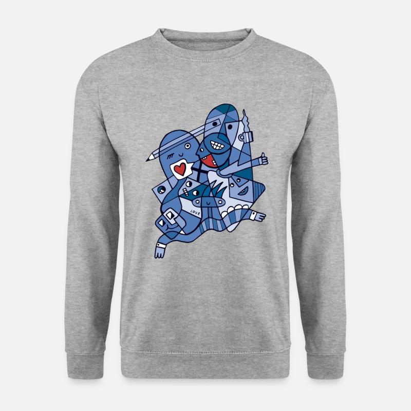 Harmonie in Vielfalt Blaue Version - Unisex Pullover - Weißgrau meliert