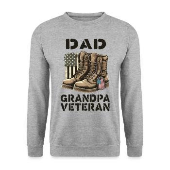 Fier papa grand-père vétéran bottes patriotique États-Unis - Sweat-shirt Unisexe - gris chiné - Devant - Alina (178cm) & Michal (187cm)