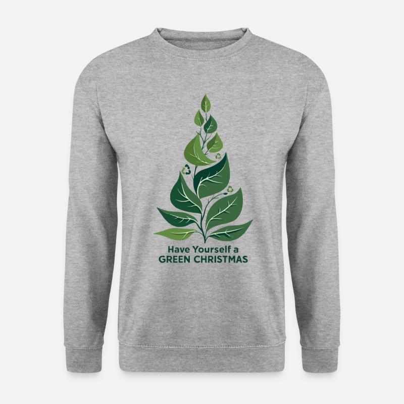 Umweltfreundlicher Grüner Weihnachtsbaum - Unisex Pullover - Weißgrau meliert