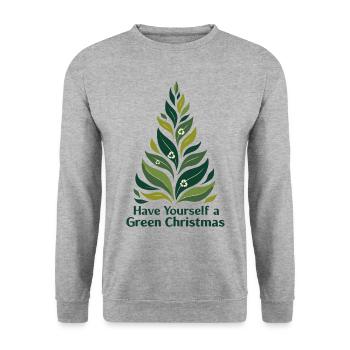 Eco Friendly Green Christmas Tree - Unisex Sweatshirt - salt & pepper - Front - Alina (178cm) & Michal (187cm)