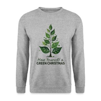 Eco Friendly Green Christmas Tree - Unisex Sweatshirt - salt & pepper - Front - Alina (178cm) & Michal (187cm)