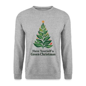 Eco Friendly Green Christmas Tree - Unisex Sweatshirt - salt & pepper - Front - Alina (178cm) & Michal (187cm)