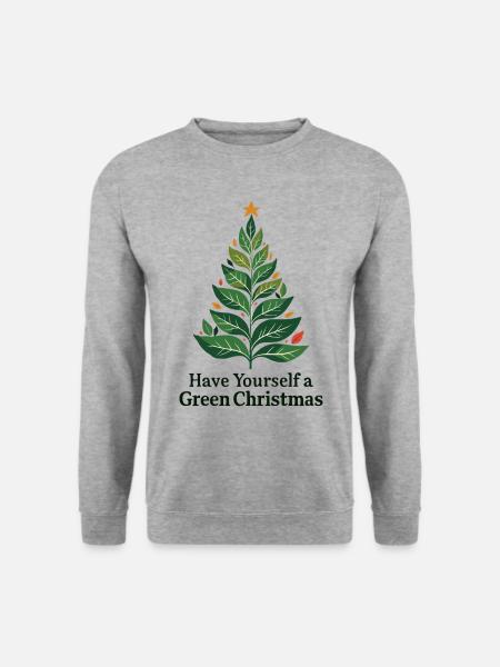 Umweltfreundlicher Grüner Weihnachtsbaum - Unisex Pullover - Weißgrau meliert
