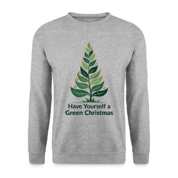 Eco Friendly Green Christmas Tree - Unisex Sweatshirt - salt & pepper - Front - Alina (178cm) & Michal (187cm)