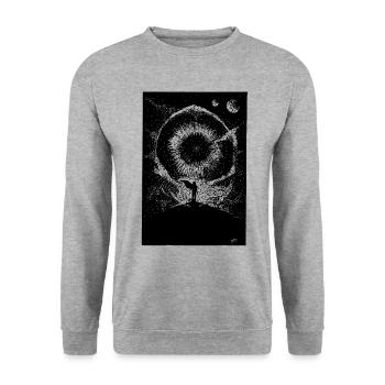 Hero in front of giant Worm - Unisex Pullover - Weißgrau meliert - Vorne - Alina (178cm) & Michal (187cm)