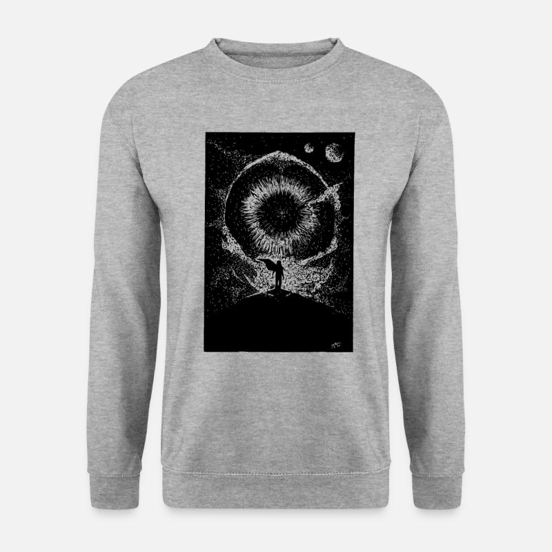 Hero in front of giant Worm - Unisex Pullover - Weißgrau meliert