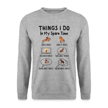Things I Do in My Spare Time: All About Horses - Unisex Sweatshirt - salt & pepper - Front - Alina (178cm) & Michal (187cm)