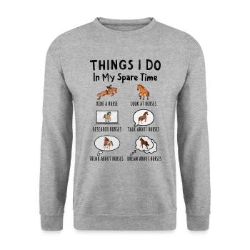 Things I Do in My Spare Time: All About Horses - Unisex Sweatshirt - salt & pepper - Front - Alina (178cm) & Michal (187cm)