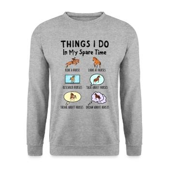 Things I Do in My Spare Time: All About Horses - Unisex Sweatshirt - salt & pepper - Front - Alina (178cm) & Michal (187cm)