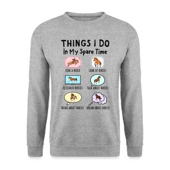 Things I Do in My Spare Time: All About Horses - Unisex Sweatshirt - salt & pepper - Front - Alina (178cm) & Michal (187cm)