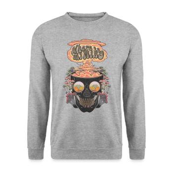 Magic Mushrooms - Unisex Pullover - Weißgrau meliert - Vorne - Alina (178cm) & Michal (187cm)