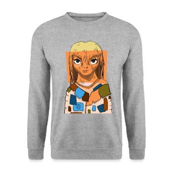 Collage d’yeux d’anime #4 - Sweat-shirt Unisexe - gris chiné - Devant - Alina (178cm) & Michal (187cm)