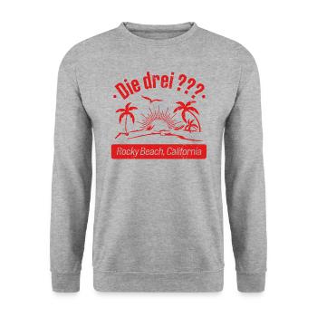 Die Drei ??? Design Rocky Beach California - Unisex Pullover - Weißgrau meliert - Vorne - Alina (178cm) & Michal (187cm)