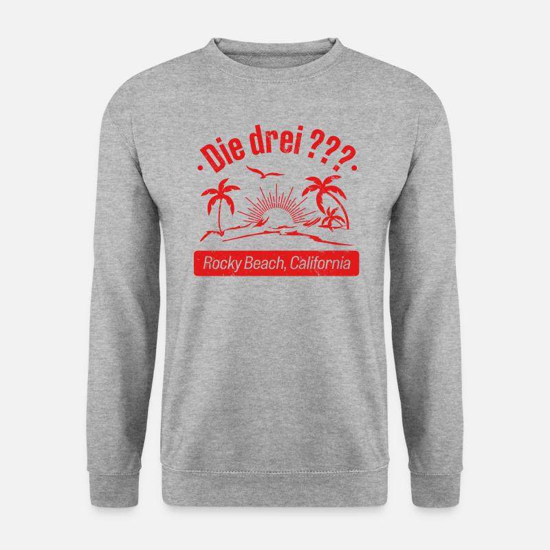 Die Drei ??? Design Rocky Beach California - Unisex Pullover - Weißgrau meliert