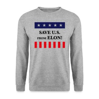 Save Us From Elon! (America / USA) - Unisex Sweatshirt - salt & pepper - Front - Alina (178cm) & Michal (187cm)