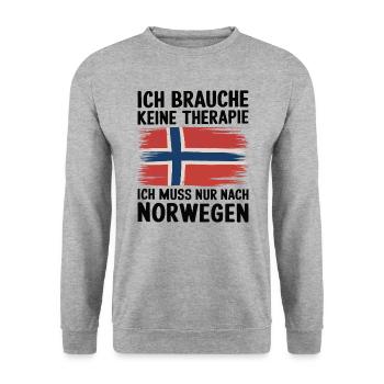 Norwegen Norwegische Flagge Norwegen Urlaub - Unisex Pullover - Weißgrau meliert - Vorne - Alina (178cm) & Michal (187cm)