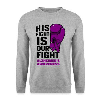 Sein Kampf ist unser Kampf - Alzheimer Aufklärung - Unisex Pullover - Weißgrau meliert - Vorne - Alina (178cm) & Michal (187cm)