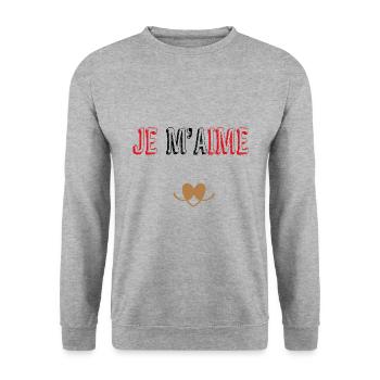 je m'aime - Sweat-shirt Unisexe - gris chiné - Devant - Alina (178cm) & Michal (187cm)