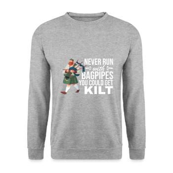 Schottland Fans Tradition Kilt Schottenrock - Unisex Pullover - Weißgrau meliert - Vorne - Alina (178cm) & Michal (187cm)