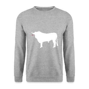 Darts Bullseye lustig - Unisex Pullover - Weißgrau meliert - Vorne - Alina (178cm) & Michal (187cm)