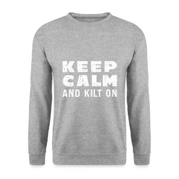 Schottenrock Kilt Spruch Schottland Highlands - Unisex Pullover - Weißgrau meliert - Vorne - Alina (178cm) & Michal (187cm)