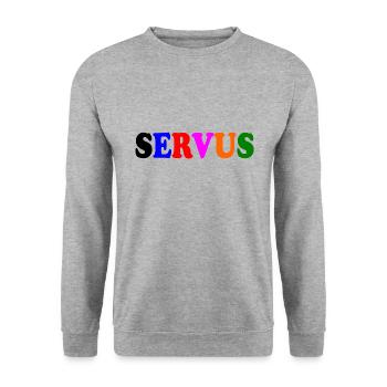Servus - Unisex Pullover - Weißgrau meliert - Vorne - Alina (178cm) & Michal (187cm)