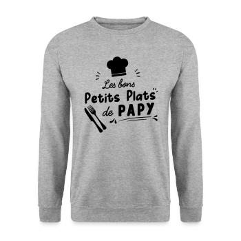 bon petit plat de papy - Sweat-shirt Unisexe - gris chiné - Devant - Alina (178cm) & Michal (187cm)