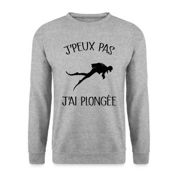 Je Peux Pas J'ai Plongée - Sweat-shirt Unisexe - gris chiné - Devant - Alina (178cm) & Michal (187cm)