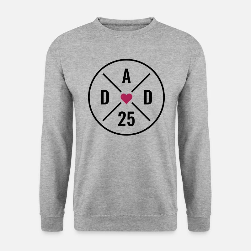 Dad 25 Baby Vater Herz Vatertag Geschenk Papa 2025 - Unisex Pullover - Weißgrau meliert