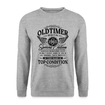 Oldtimer Baujahr 1965 Jahrgang Geburtstag Geschenk - Unisex Pullover - Weißgrau meliert - Vorne - Alina (178cm) & Michal (187cm)