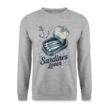 Liebe Sardinen In A Box Fisch Meer - Unisex Pullover - Weißgrau meliert - Vorne - Alina (178cm) & Michal (187cm)