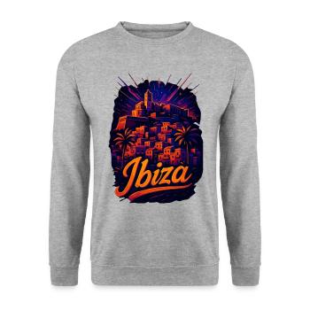 Ibiza Island Holiday Silhouette Summer Gift - Unisex Sweatshirt - salt & pepper - Front - Alina (178cm) & Michal (187cm)