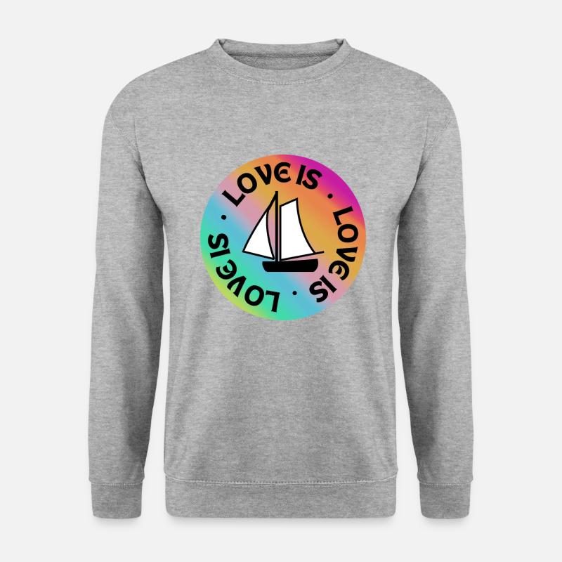 Segeln: Liebe ist. - Unisex Pullover - Weißgrau meliert
