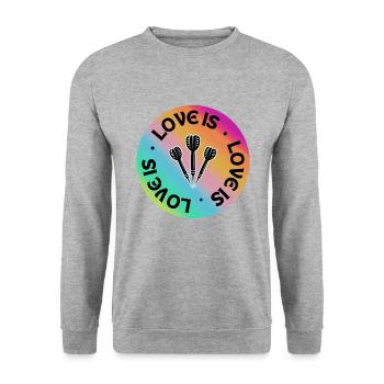 Darts: Love is. - Unisex Sweatshirt - salt & pepper - Front - Alina (178cm) & Michal (187cm)