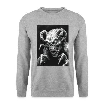 Scary monster - Halloween-Shirt - Unisex Pullover - Weißgrau meliert - Vorne - Alina (178cm) & Michal (187cm)