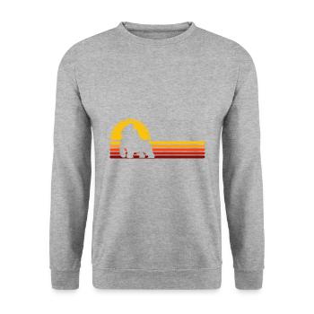 Silberrücken Gorilla Vintage Gorilla Ape - Unisex Pullover - Weißgrau meliert - Vorne - Alina (178cm) & Michal (187cm)