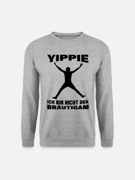 JGA T-Shirt | Yippie, ich bin nicht der Bräutigam - Unisex Pullover - Weißgrau meliert