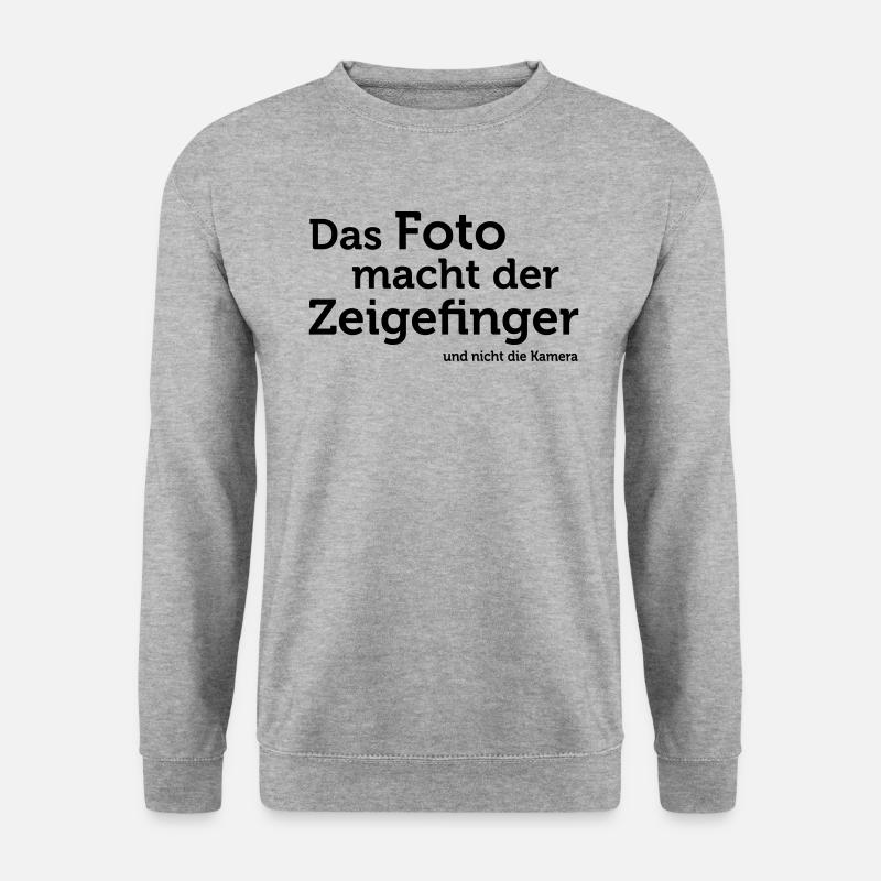 Das Foto macht der Zeigefinger - Unisex Pullover - Weißgrau meliert