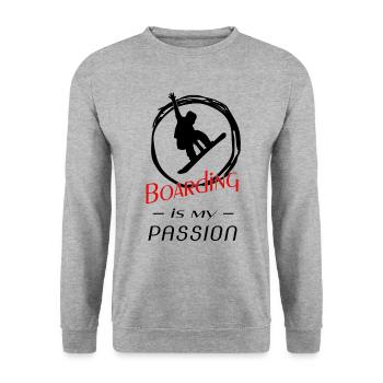 Boarding is my passion - Unisex Pullover - Weißgrau meliert - Vorne - Alina (178cm) & Michal (187cm)