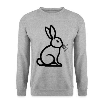 Osterhase Symbol Ostern - Unisex Pullover - Weißgrau meliert - Vorne - Alina (178cm) & Michal (187cm)