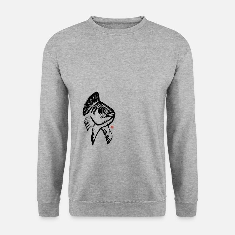 Koi Fisch Glücksbringer - Unisex Pullover - Weißgrau meliert