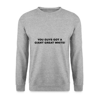You guys got a giant great white! - Unisex Pullover - Weißgrau meliert - Vorne - Alina (178cm) & Michal (187cm)