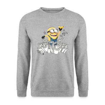 Minions With Banana My Favourite Subject Is Lunch! - Unisex Sweatshirt - salt & pepper - Front - Alina (178cm) & Michal (187cm)